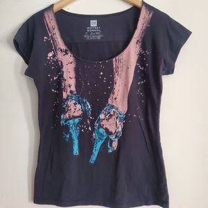 GAP Marilyn Minter Black Tee heel Graphic